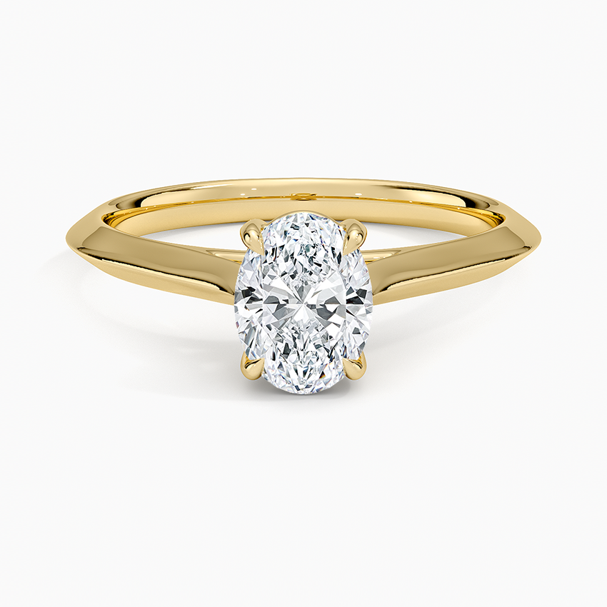 Piper Knife Edge Solitaire Ring Yellow Gold 18k Oval Engagement Ring