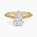 Piper Knife Edge Solitaire Ring Yellow Gold 18k Pear Engagement Ring