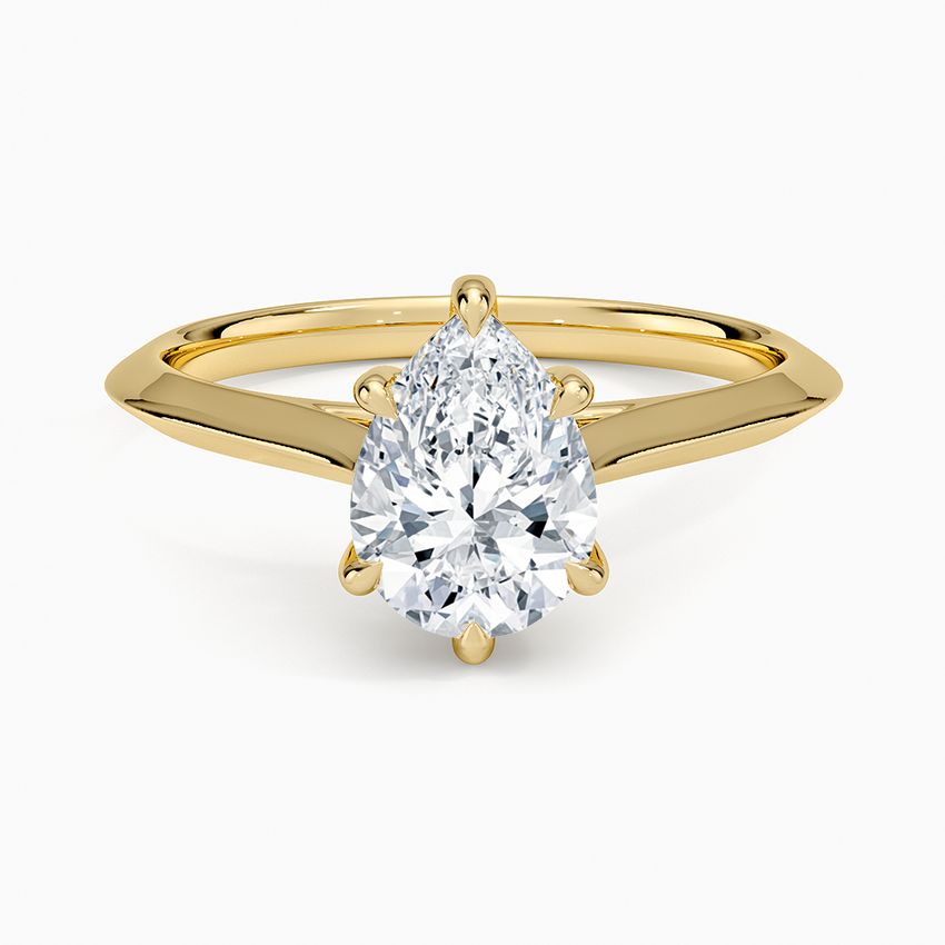 Piper Knife Edge Solitaire Ring Yellow Gold 18k Pear Engagement Ring