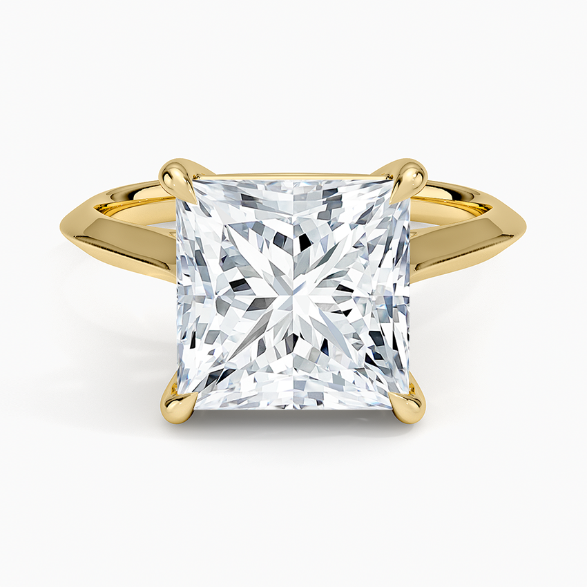 Piper Knife Edge Solitaire Ring Yellow Gold 18k Princess Engagement Ring