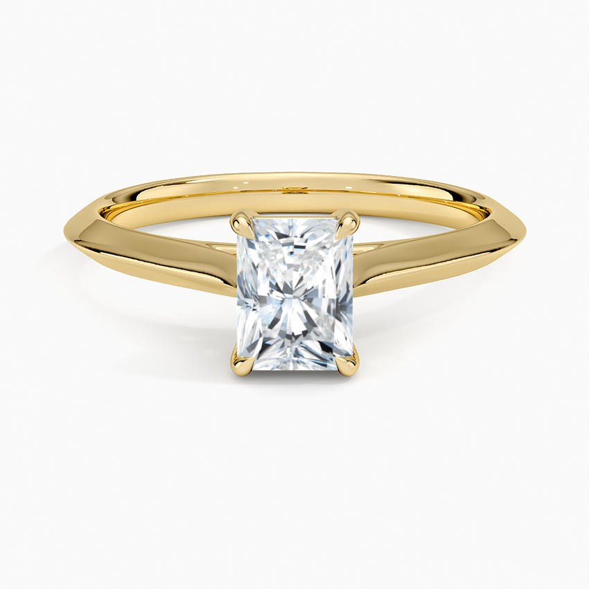 Piper Knife Edge Solitaire Ring Yellow Gold 18k Radiant Engagement Ring