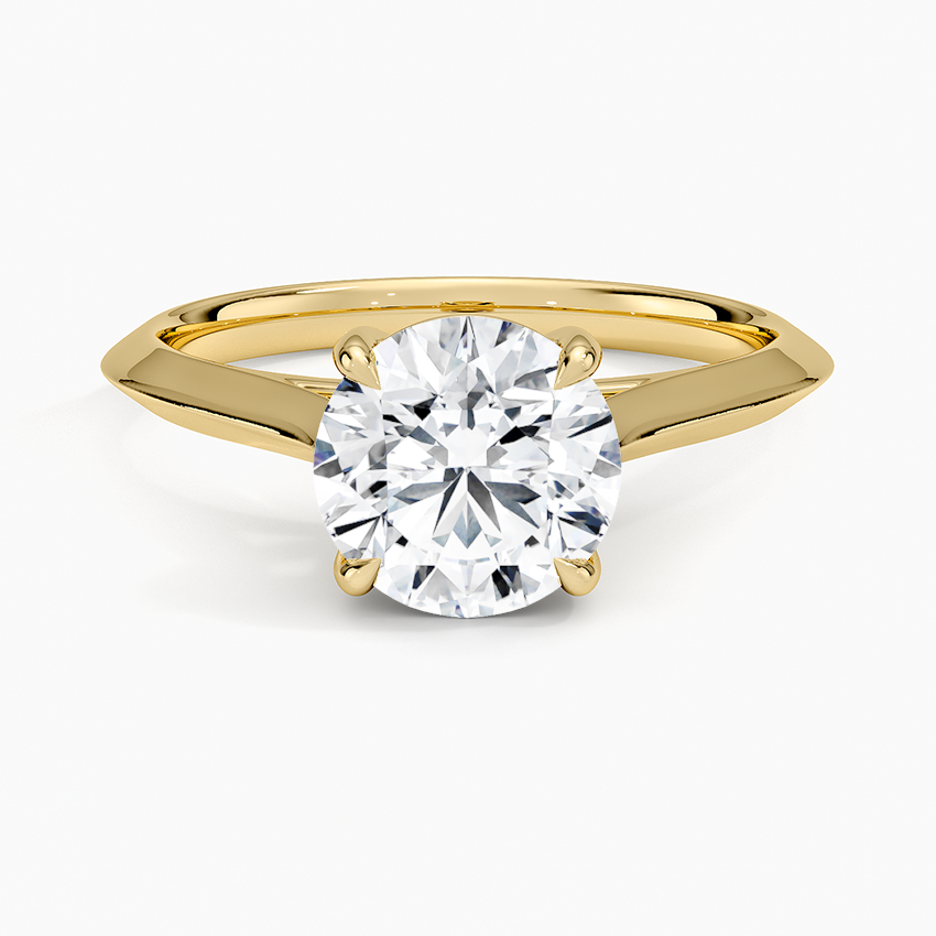 Piper Knife Edge Solitaire Ring Yellow Gold 18k Round Engagement Ring
