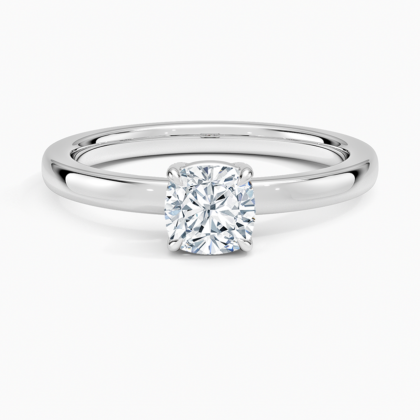 Dara Low-Profile Solitaire Ring Platinum Cushion Engagement Ring