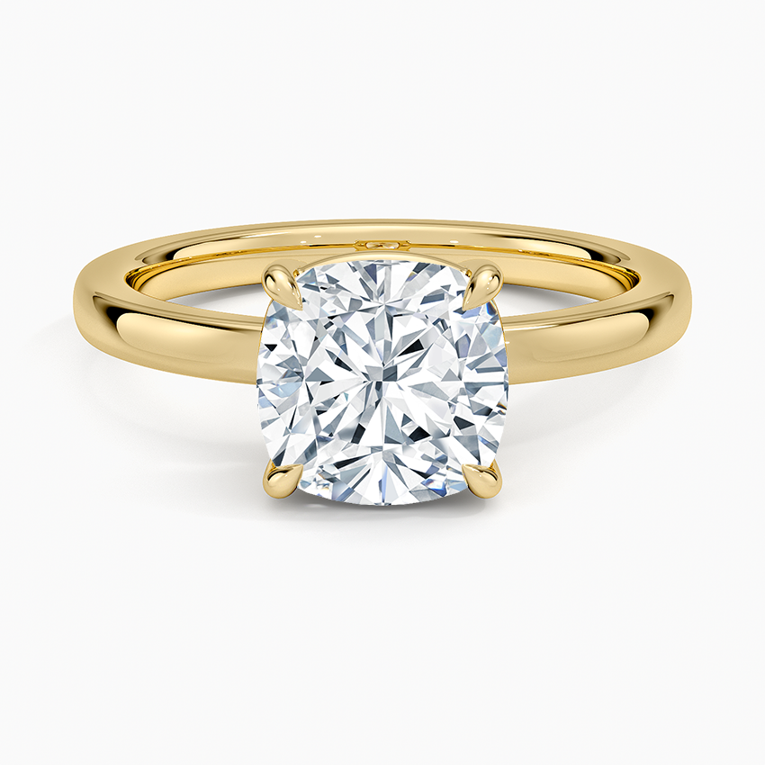 Dara Low-Profile Solitaire Ring Yellow Gold 18k Cushion Engagement Ring
