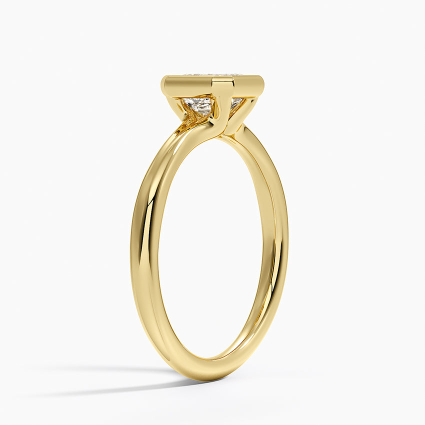 Freesia Bezel Solitaire Ring Yellow Gold 18k Asscher Engagement Ring