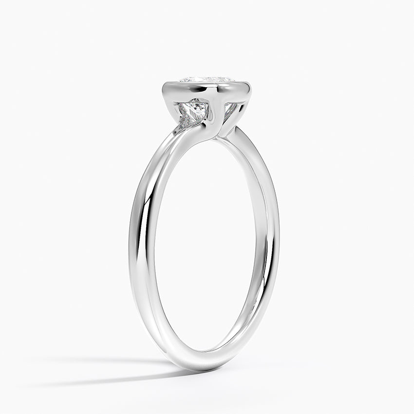 Freesia Bezel Solitaire Ring Platinum Cushion Engagement Ring