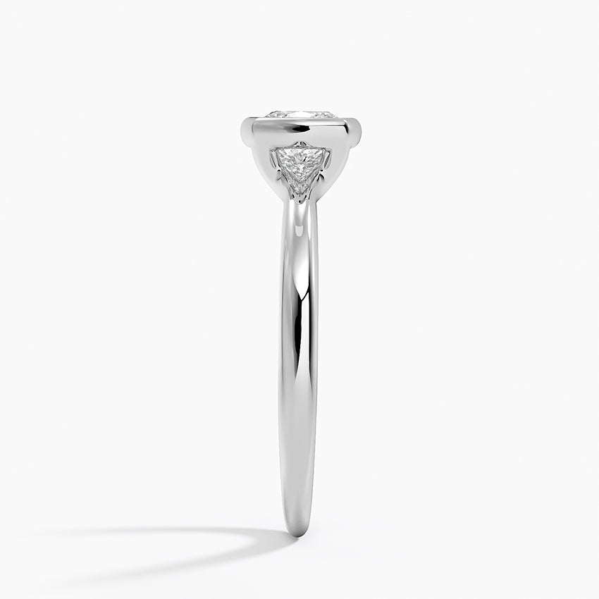 Freesia Bezel Solitaire Ring Platinum Cushion Engagement Ring