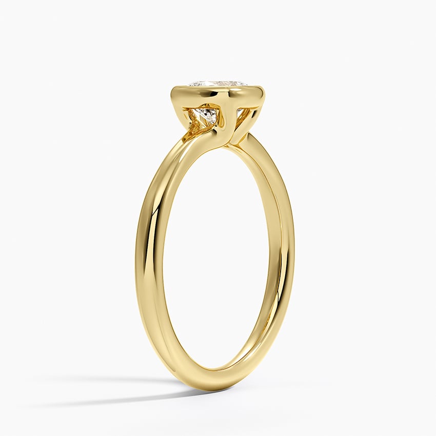 Freesia Bezel Solitaire Ring Yellow Gold 18k Cushion Engagement Ring