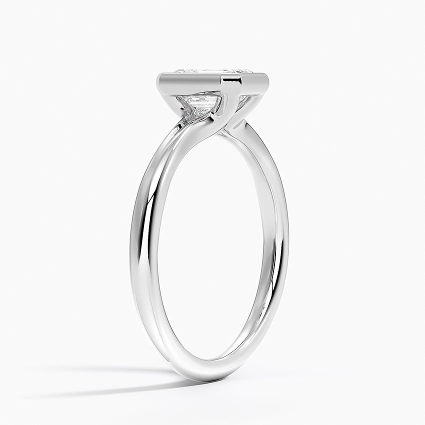 Freesia Bezel Solitaire Ring Platinum Emerald Engagement Ring