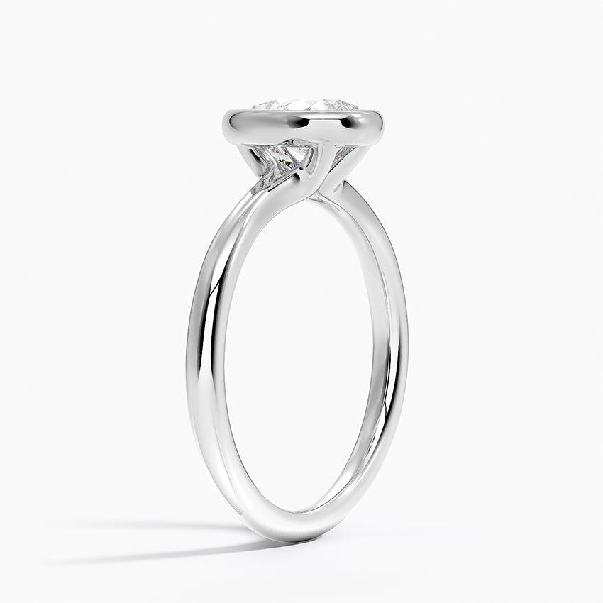 Freesia Bezel Solitaire Ring Platinum Pear Engagement Ring