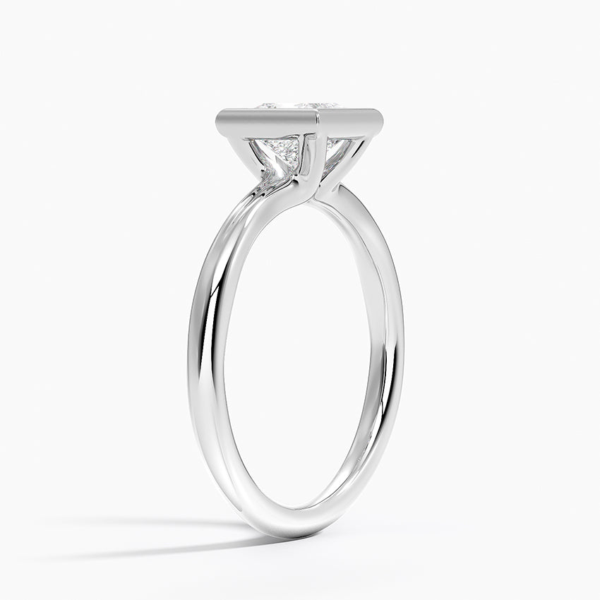 Freesia Bezel Solitaire Ring Platinum Princess Engagement Ring
