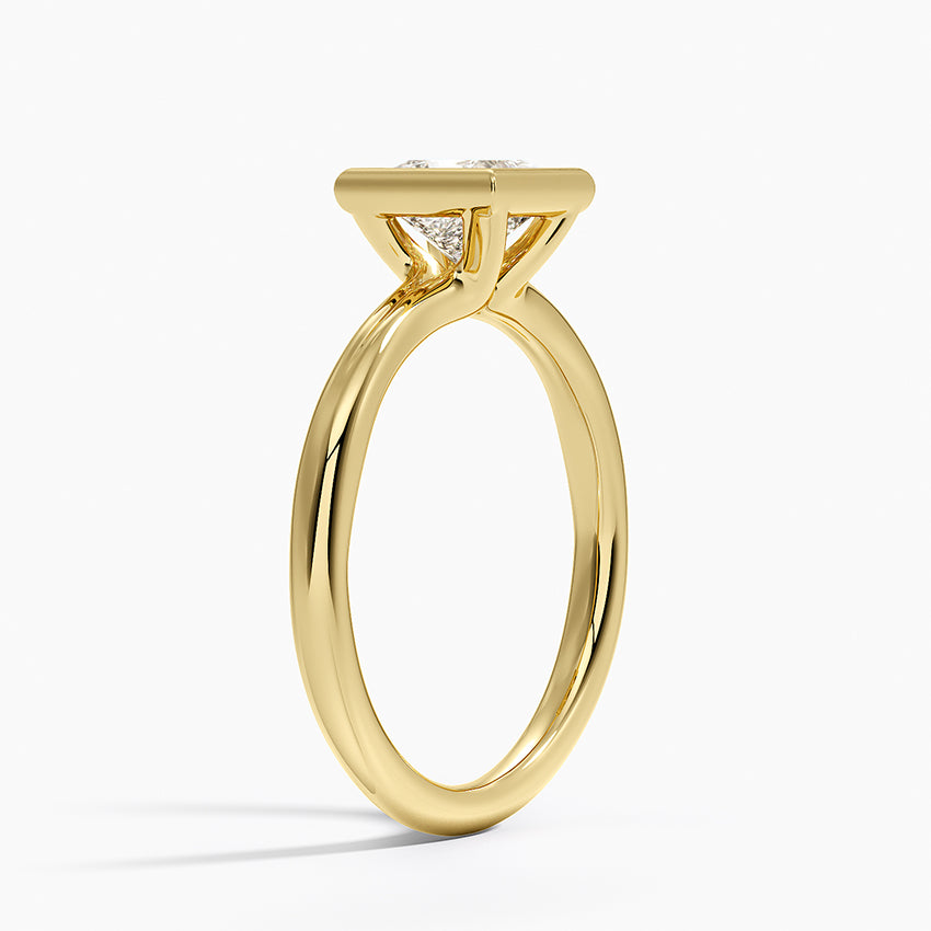 Freesia Bezel Solitaire Ring Yellow Gold 18k Princess Engagement Ring