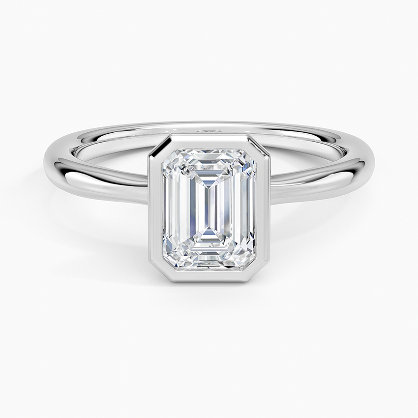 Freesia Bezel Solitaire Ring Platinum Emerald Engagement Ring