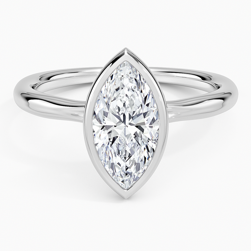 Freesia Bezel Solitaire Ring Platinum Marquise Engagement Ring
