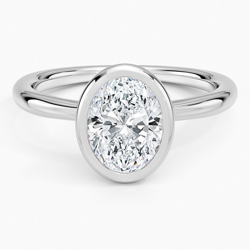 Freesia Bezel Solitaire Ring Platinum Oval Engagement Ring