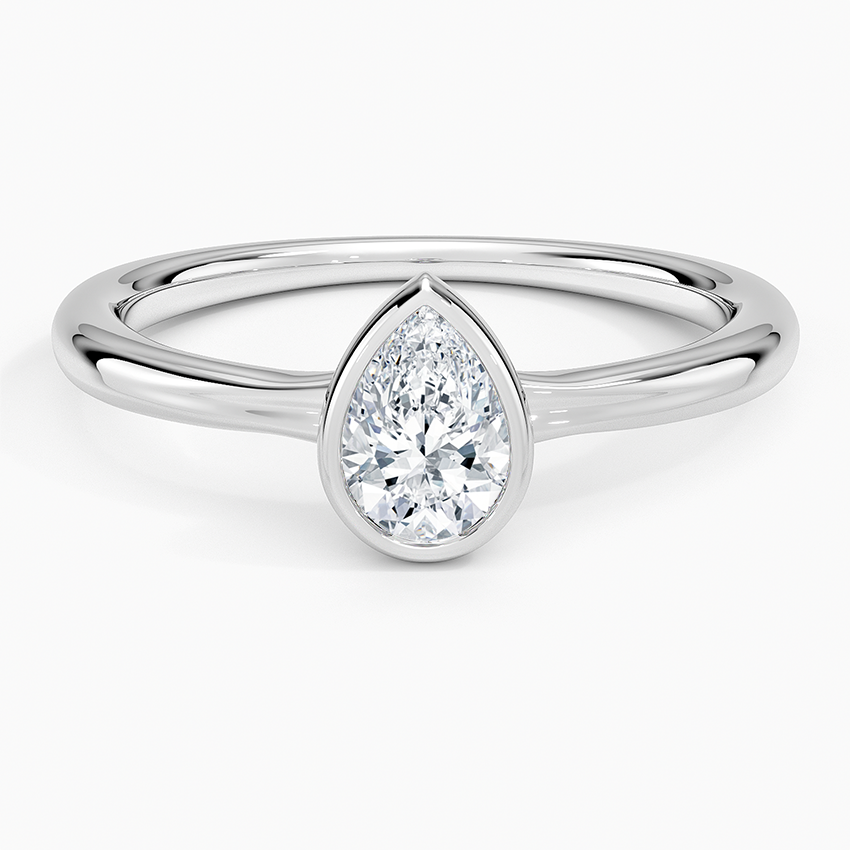 Freesia Bezel Solitaire Ring Platinum Pear Engagement Ring