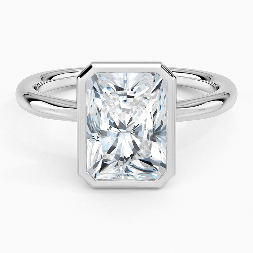 Freesia Bezel Solitaire Ring Platinum Radiant Engagement Ring