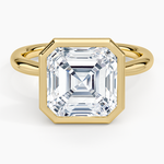 Freesia Bezel Solitaire Ring Yellow Gold 18k Asscher Engagement Ring