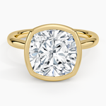 Freesia Bezel Solitaire Ring Yellow Gold 18k Cushion Engagement Ring