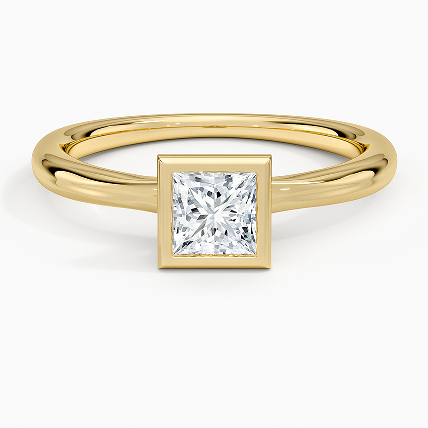 Freesia Bezel Solitaire Ring Yellow Gold 18k Princess Engagement Ring