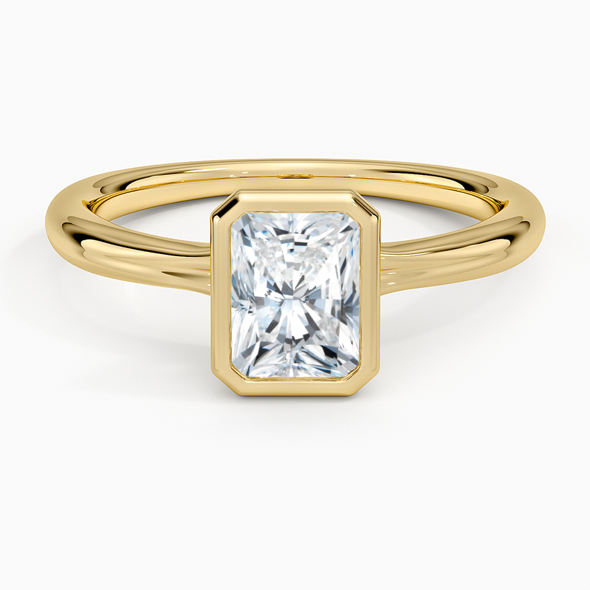 Freesia Bezel Solitaire Ring Yellow Gold 18k Radiant Engagement Ring