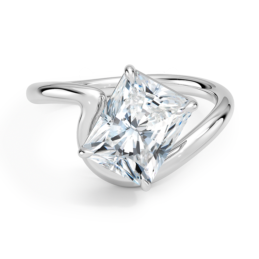 Aire Solitaire Engagement Ring 18K White Gold RA