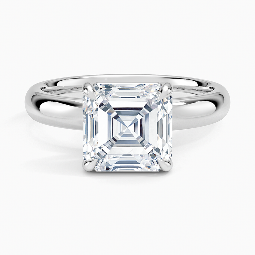 Audrey Perfect Fit 3mm Solitaire Ring Platinum Asscher Engagement Ring