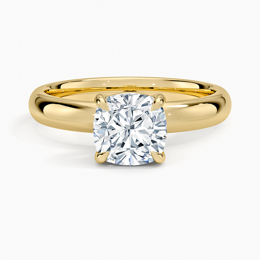 Audrey Perfect Fit 3mm Solitaire Ring Yellow Gold 18k Cushion Engagement Ring