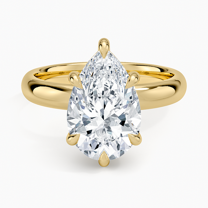 Audrey Perfect Fit 3mm Solitaire Ring Yellow Gold 18k Pear Engagement Ring