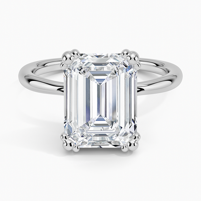 Freesia Triple-Prong Solitaire Ring Platinum Emerald Engagement Ring