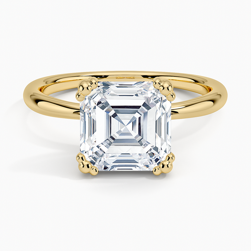 Freesia Triple-Prong Solitaire Ring Yellow Gold 18k Asscher Engagement Ring