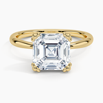 Freesia Triple-Prong Solitaire Ring Yellow Gold 18k Asscher Engagement Ring