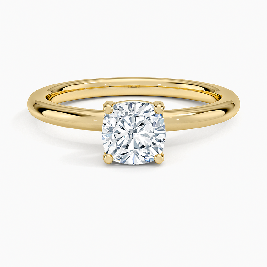 Sydney Perfect Fit 2mm Solitaire Ring Yellow Gold 18k Cushion Engagement Ring
