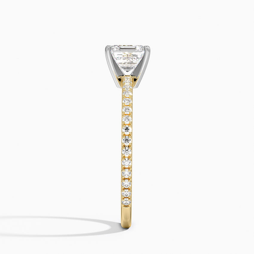 Ballad Three-Quarter Coverage Diamond Ring (1/4 ct. tw.) Yellow Gold 18k Asscher Engagement Ring