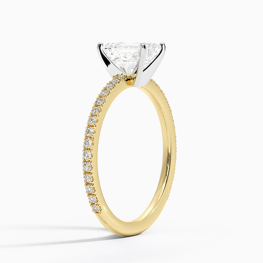 Ballad Three-Quarter Coverage Diamond Ring (1/4 ct. tw.) Yellow Gold 18k Emerald Engagement Ring