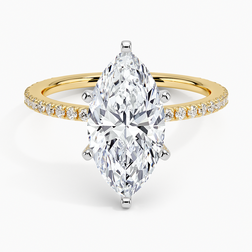 Ballad Three-Quarter Coverage Diamond Ring (1/4 ct. tw.) Yellow Gold 18k Marquise Engagement Ring