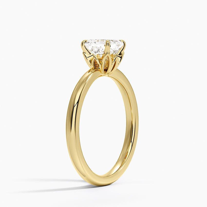 Petal 2mm Solitaire Ring Yellow Gold 18k Asscher Engagement Ring