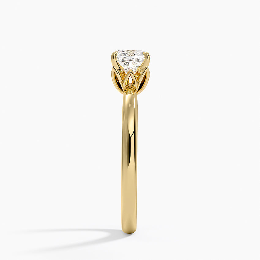 Petal 2mm Solitaire Ring Yellow Gold 18k Cushion Engagement Ring