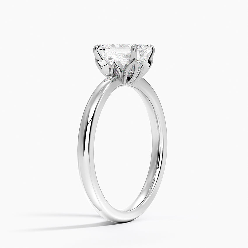 Petal 2mm Solitaire Ring Platinum Emerald Engagement Ring