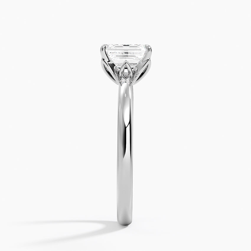 Petal 2mm Solitaire Ring Platinum Emerald Engagement Ring