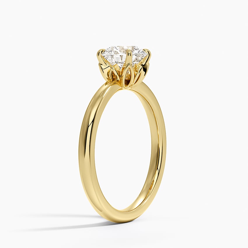 Petal 2mm Solitaire Ring Yellow Gold 18k Round Engagement Ring
