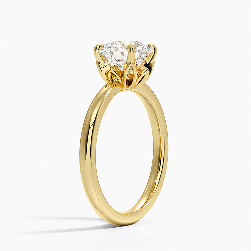 Petal 2mm Solitaire Ring Yellow Gold 18k Round Engagement Ring