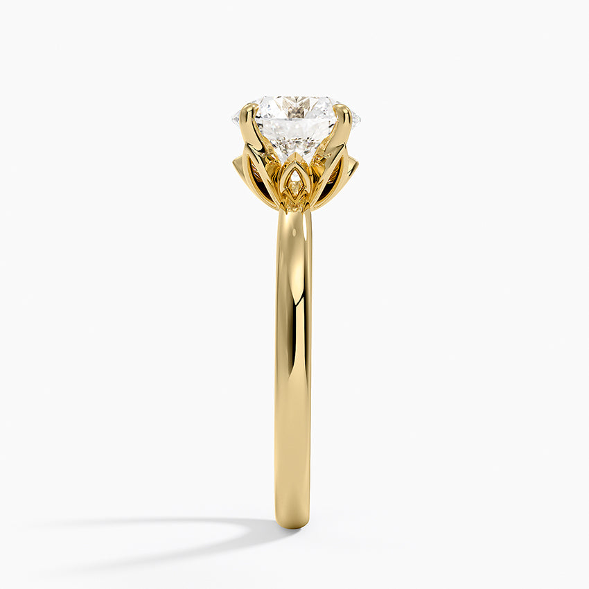 Petal 2mm Solitaire Ring Yellow Gold 18k Round Engagement Ring