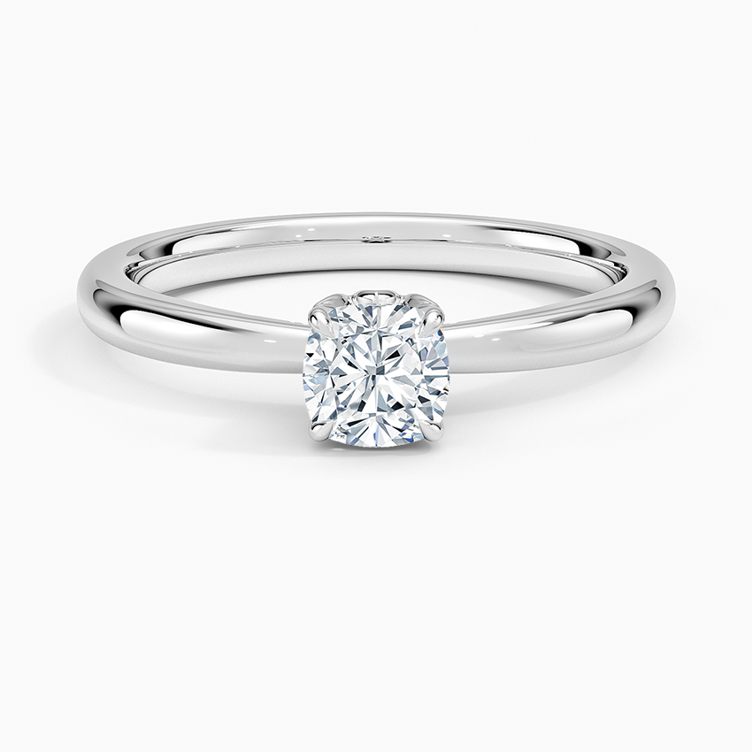 Petal 2mm Solitaire Ring Platinum Cushion Engagement Ring