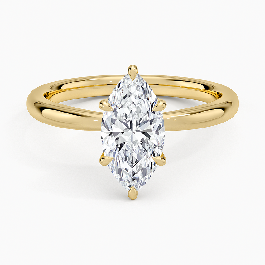 Petal 2mm Solitaire Ring Yellow Gold 18k Marquise Engagement Ring