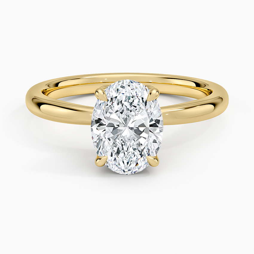 Petal 2mm Solitaire Ring Yellow Gold 18k Oval Engagement Ring