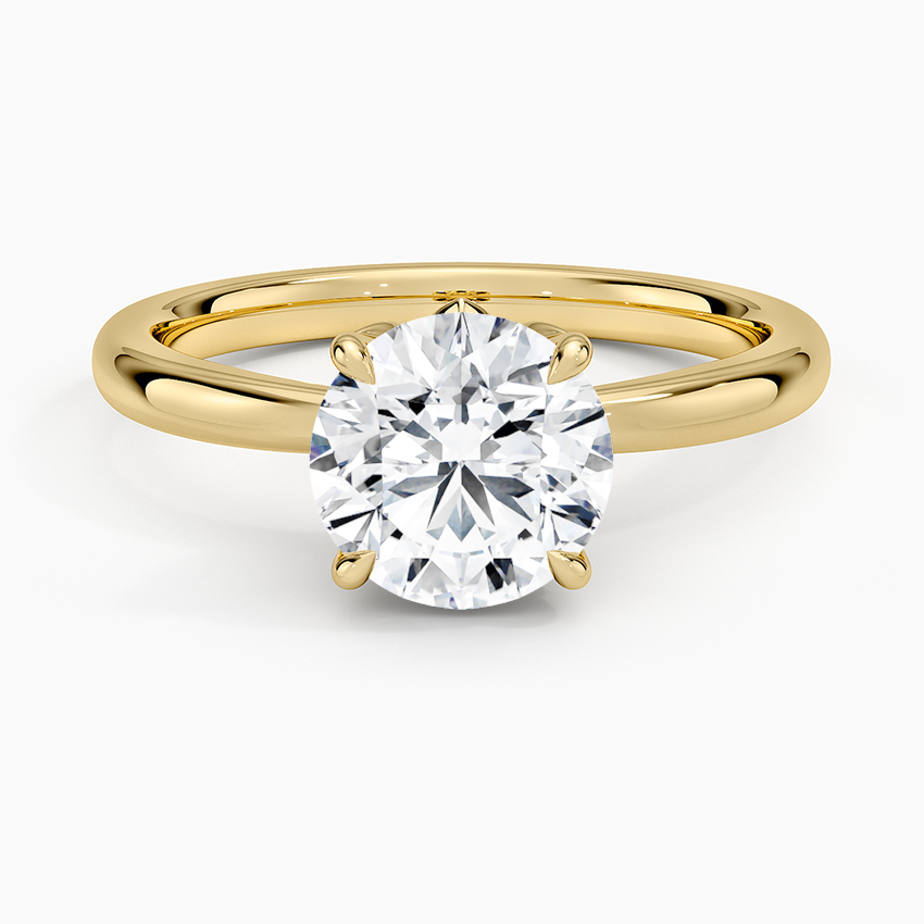Petal 2mm Solitaire Ring Yellow Gold 18k Round Engagement Ring