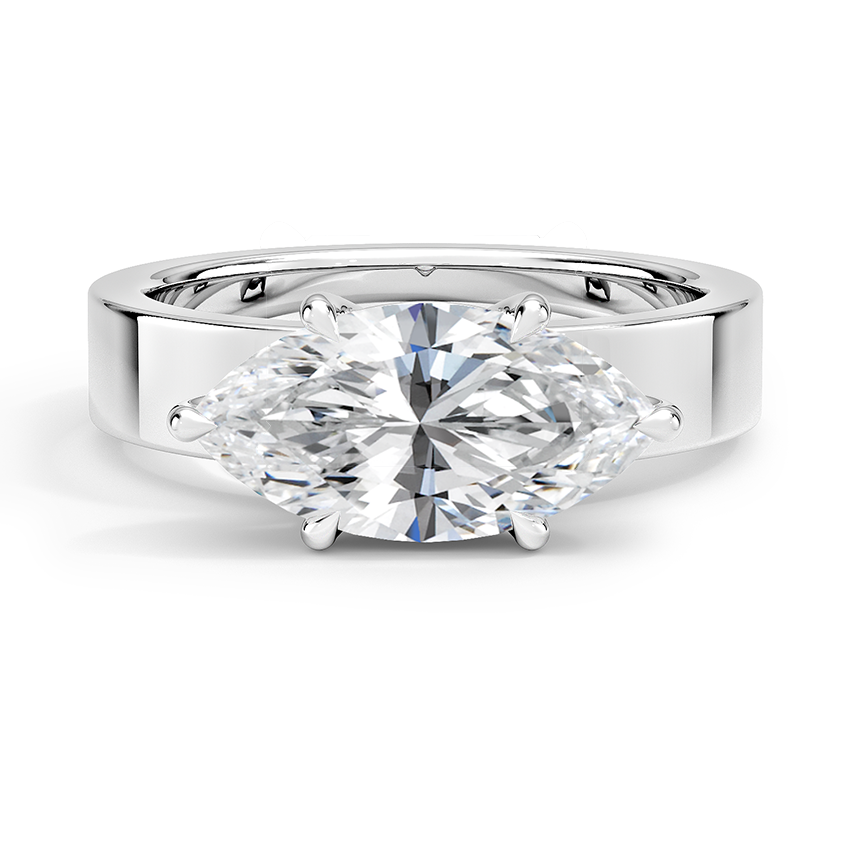 Peyton East-West Solitaire Engagement Ring 18K White Gold MQ