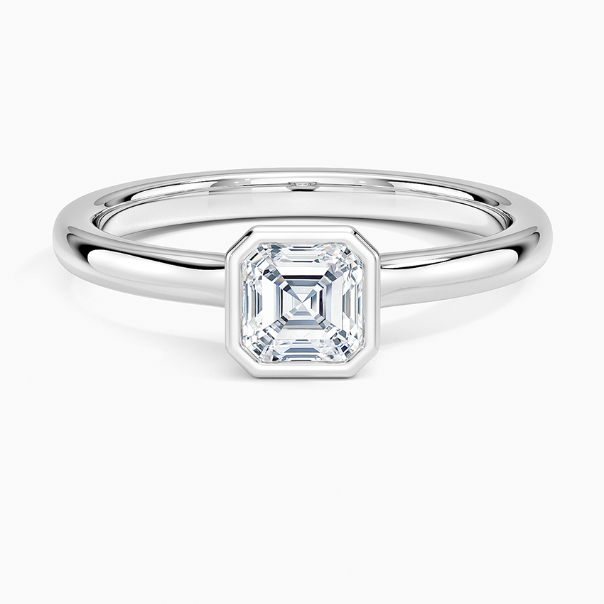 Sylvie Perfect Fit Bezel Solitaire Ring Platinum Asscher Engagement Ring
