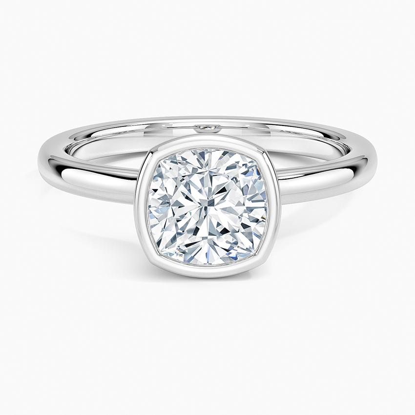 Sylvie Perfect Fit Bezel Solitaire Ring Platinum Cushion Engagement Ring